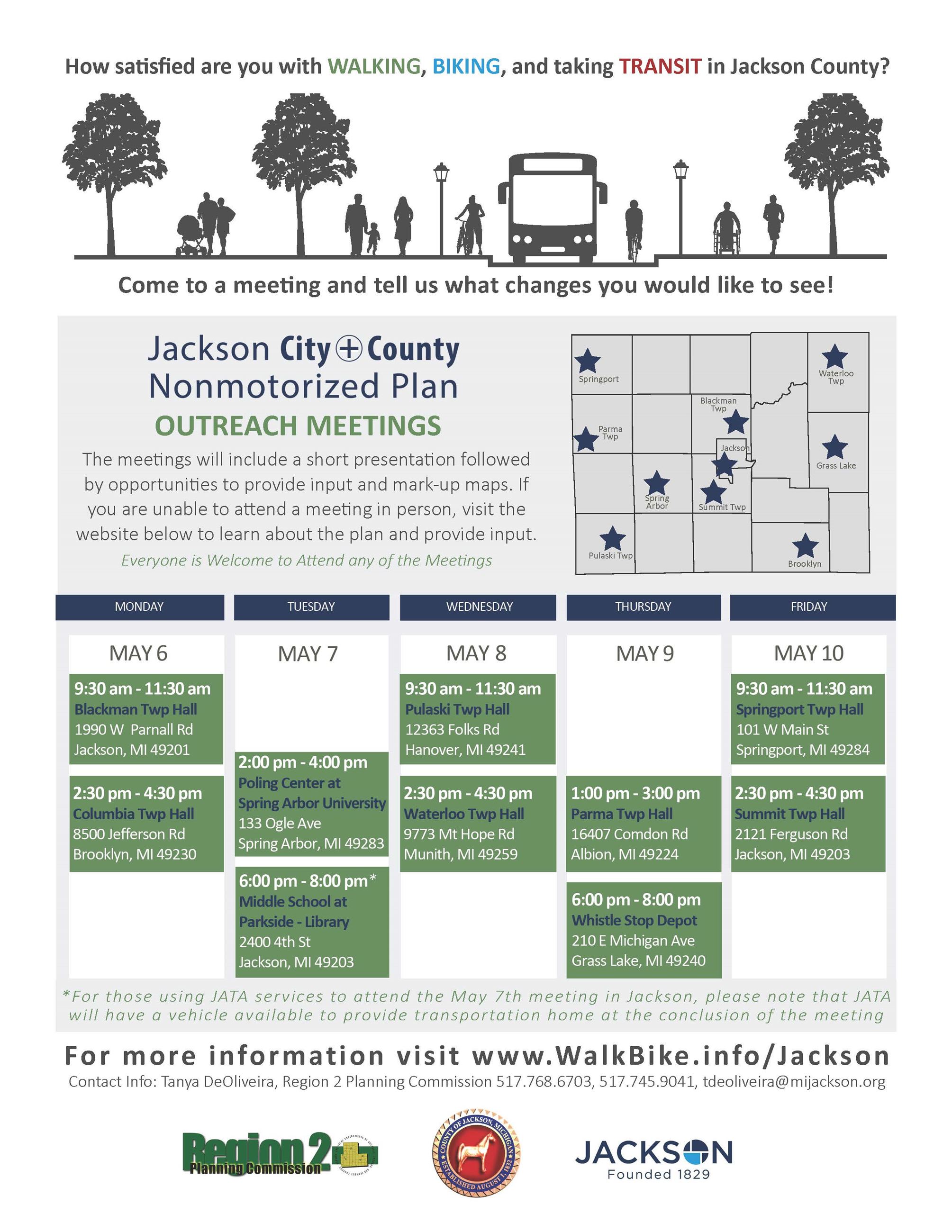 Jackson Non-Motorized Plan Flyer Outreach Meetings